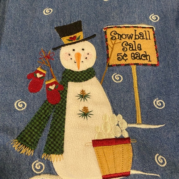 Vintage denim Christmas shirt, snowman, large - Picture 6 of 8